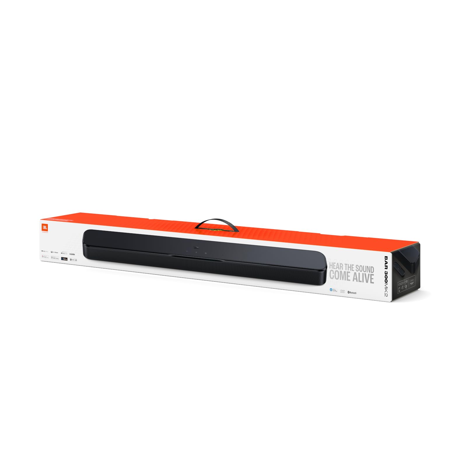 JBL Bar 300 MK2, 5.0‑Kanal All‑in‑One Bluetooth‑Soundbar für Fernseher mit Dolby Atmos Surround Sound, HDMI eARC, WLAN, 4K‑Video, PureVoice 2.0 und MultiBeam 3.0, Schwarz