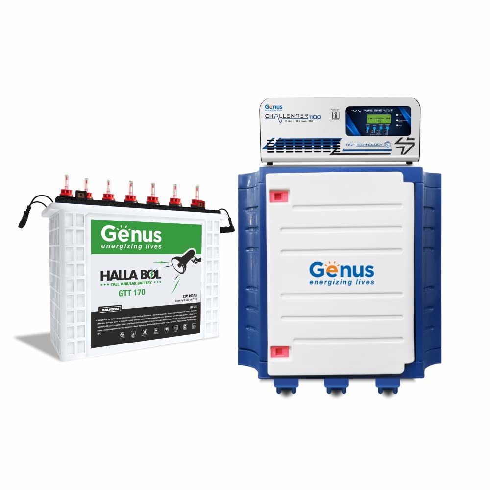 Genus Inverter Battery Combo (Inverter: Challenger 1100 / Pure Sine Wave / 825VA / 12V / 2 Years Warranty || Battery: GTT170 / TT Battery / 150Ah / 60M (30 + 30) Warranty || Trolley) Best for Home-image-14