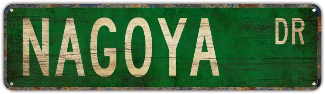 peiyeety Vintage Metal Tin Sign Decorative Wall Art For Home, Nagoya, Rustic Style, Nagoya Dr Themed Street Sign, Durable Waterproof Rustproof, Easy To Mount, 4x16 Inch