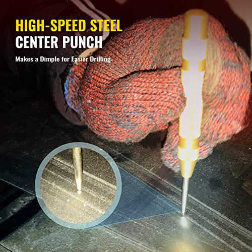 Image of ZELCAN HSS 5PCS Titanium Step Drill Bit Set with Automatic Center Punch for Sheet Metal with Aluminum Case, 50 Sizes in 5 High Speed Multiple Hole Stepped Up Steel Bits for DIY Lovers