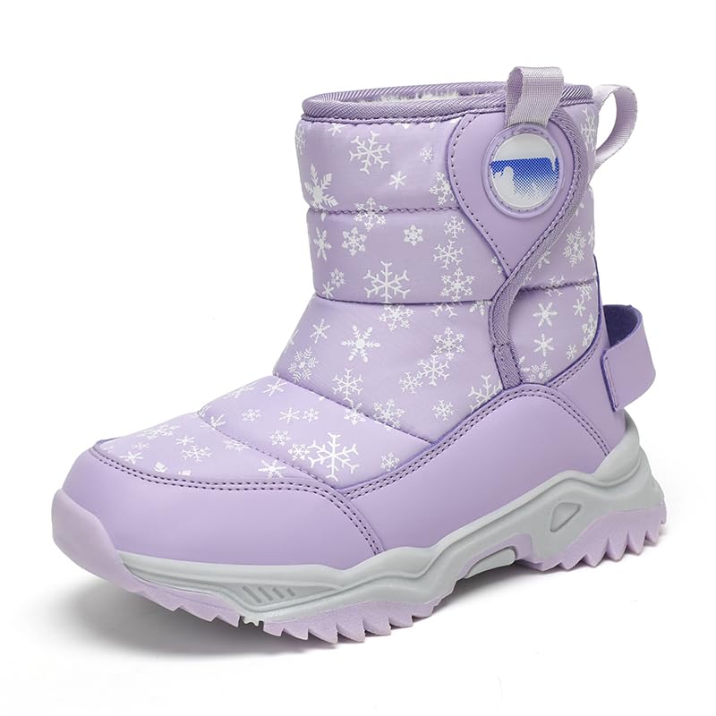 Girls Boys Snow Boots Water-Resistant Outdoor Warm Cozy Anti-Slip Hight Top Winter Shoes for Little/Big Kids