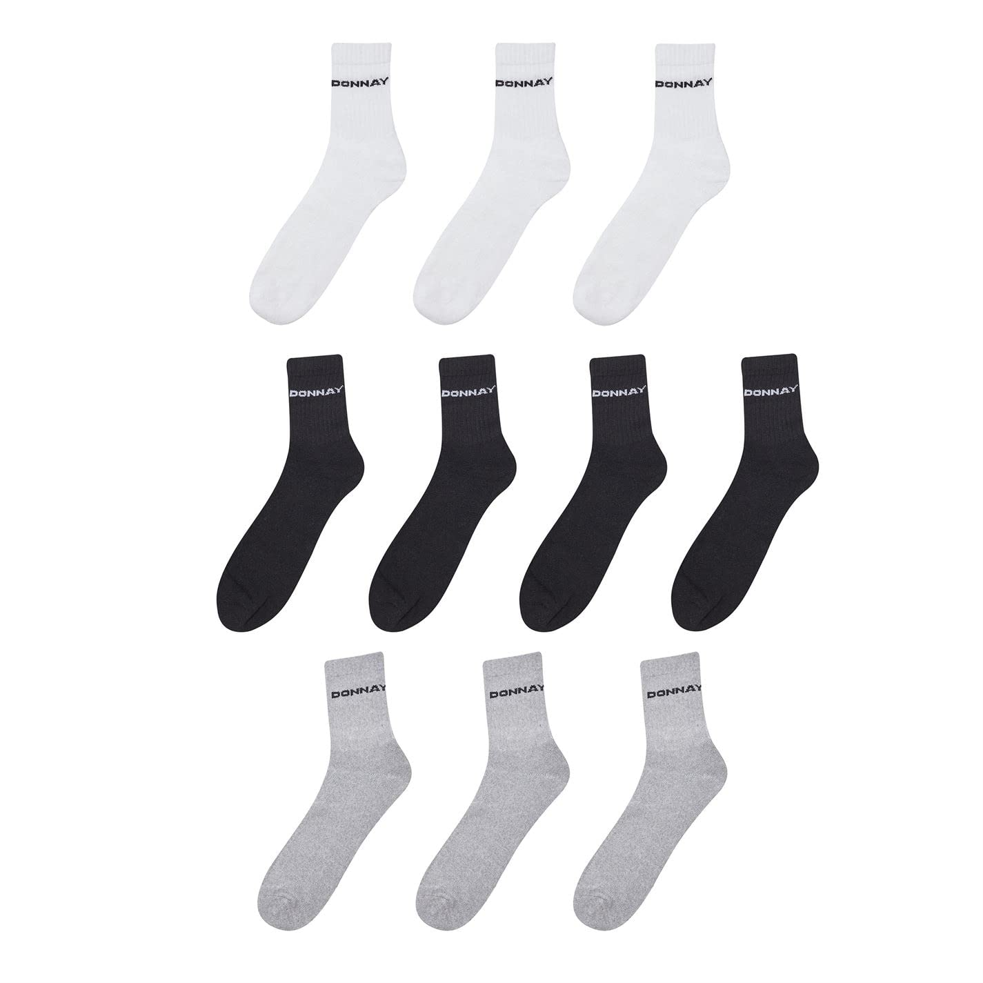 Donnay Men's Multi Asst 10 Pack Quarter Socks Plus Size 12-14