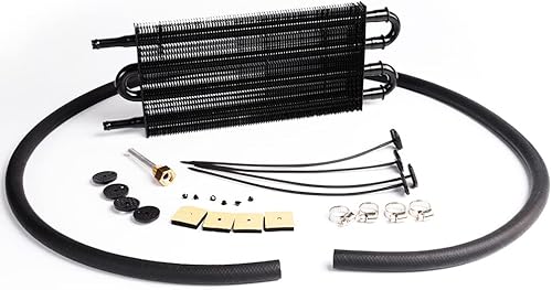 G-PLUS Enfriador de aceite de transmisión remota de aluminio universal AN6 de 4 filasconvertidor automático del radiador negro