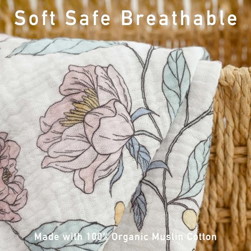 Image of Muslin Swaddle Blankets for Newborn, 3 Pack Breathable Soft Receiving Blanket, Large 38 x 40 inches Swaddle Wrap Burping Clothes, Essentials Infant Shower Items, Toddler Gift (Cute Flower)