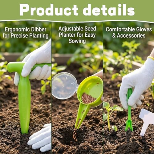 Kit de jardinería 17 piezas con plantador de semillas miniatura 3