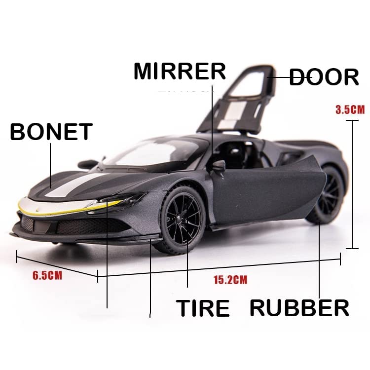 Image of Kids Toy car Playsets 1:32 Die Cast Metal Car SF90 Pull Back Metal Cars with 4 Openable Doors Light and Musical Sound (Multi)