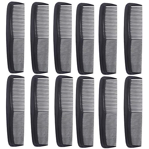 12 Pieces Quality Pocket Hair Comb & Mustache Combs for Hairdressing Comb Heat Resistant Barber Comb (Black)