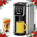 Single Serve Coffee Maker for K-Cup Pod and Grounds, Hot and Iced Coffee Maker, Strong Button Feature, 6 to 14oz Brew Sizes, 50oz Removable Reservoir, Up to 6.5 Inch Cup, Stainless Steel, Black