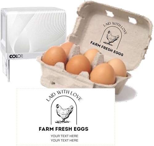 Sello autoentintado para caja de huevos personalizada, sello de cartón con amor, luego el nombre de tu granja como un sello personalizado para