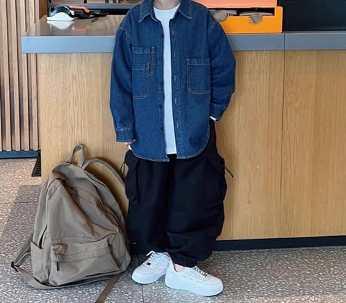 Boys Baggy Cargo Pants Casual Loose Fit Parachute Pant Fashion Harem Joggers Sweatpants with Pockets 13-14 Years 12 Black3