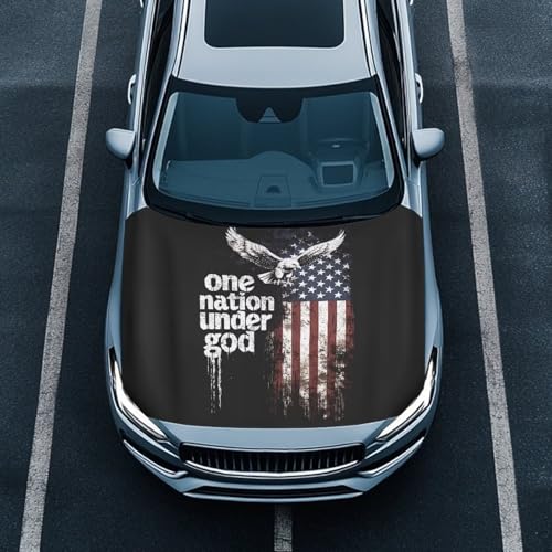Image of Car Hood Cover Protector Stretchable Car Hood Wrap Blankets Bald Eagle Patriotic Theme Automotive Exterior Accessories for Compact SUV Sedans Trucks Pickup