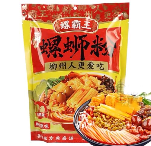 食品金庫 螺覇王螺蛳粉 タニシ麺 ルオスーフエン 中華インスタントラーメン 米粉 ビーフン 広西省特産 加量 ガチ中華 タニシスープ 330g×5点の商品画像（Amazon）