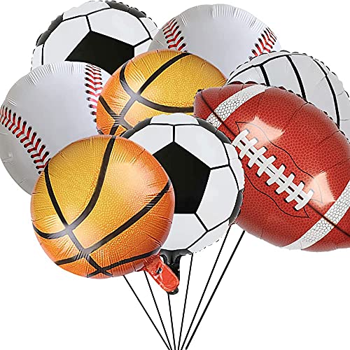 10 Pieces 18" Sports Foil Balloons Set, Sports Themed Foil Mylar Balloon For Boys Baby Shower Birthday Party Decoration Supplies,Soccer Baseball Volleyball Basketball Football #TOP13