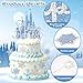 Wootkey 26Pcs Ice Castle Cake Toppers Double Layer Silver Blue Snowflake Cupcake Toppers Winter Wonderland Cake Decorations for Princess Happy Birthday New Year Party Supplies