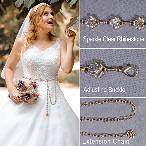 Lovful Chain Belt for Women,Rhinestone Crystal Waist Cahin Belts,Metal Adjustable Dress Belt2