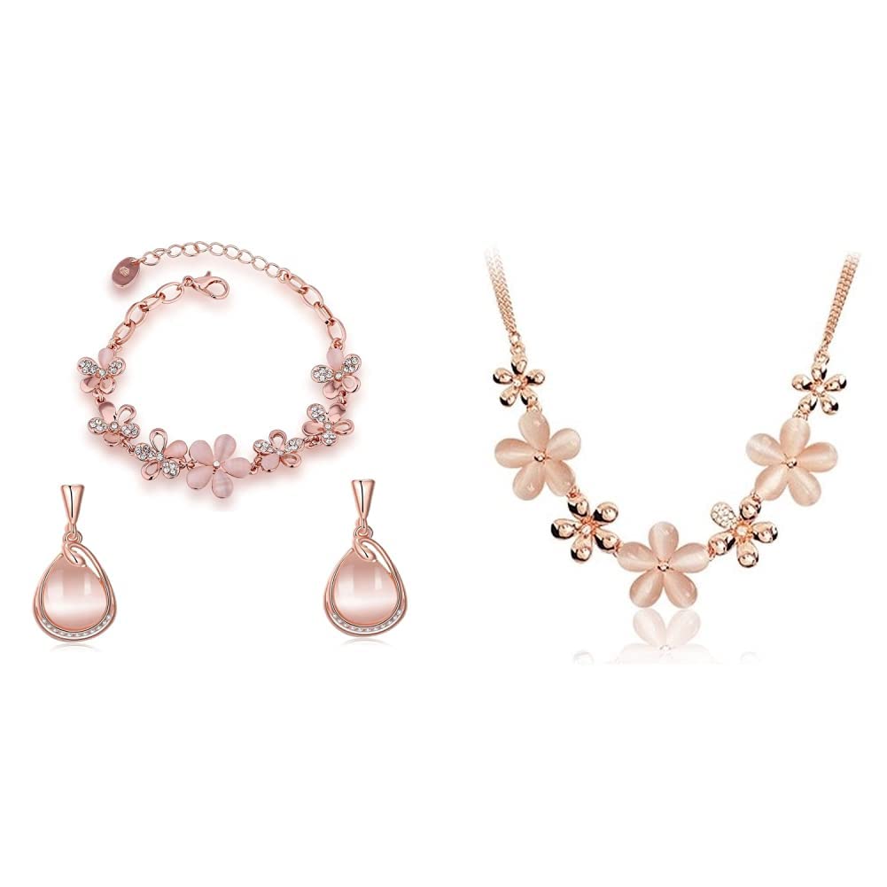 Shining Diva Fashion Crystal Collection Gold Plated Jewellery Set for Women (Rose Gold)(cmb280_8306b_9580er) and Shining Diva Fashion Jewellery Rose Gold Stylish Necklace for Women and Girls-(9802np) (B08WD4NM93) Amazon Price History, Amazon Price Tracker