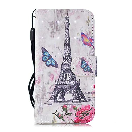 Skal för Huawei P9 Lite, Lspcase Huawei P9 Lite Wallet väska mobiltelefon skyddsskal konstläder PU-läder flip fodral skydd med kortfack och stativ för Huawei P9 Lite etui 3D målat tredimensionellt mönster Eiffeltornet