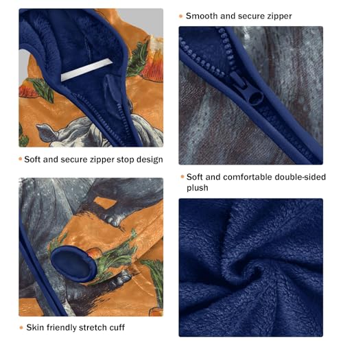 Hippo Among Orange Carrots Toddler Fleece Jacket Girl Boys Hooded Fleece Jacket Coat Warm Outwear Zip-up 3-10T3