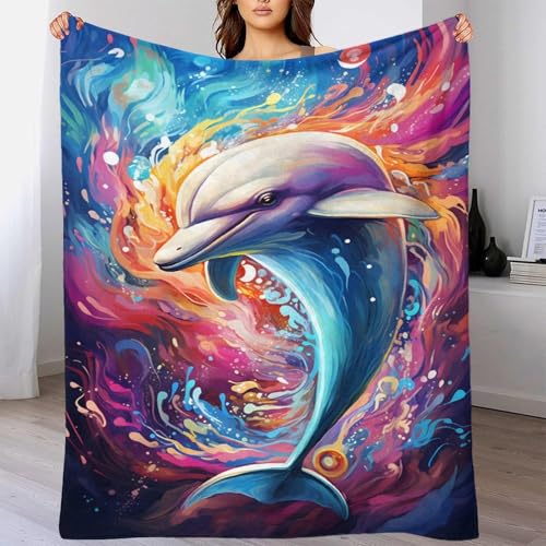 Plaid dauphin 3D lit jeté de canapé microfibre douce 150x200cm