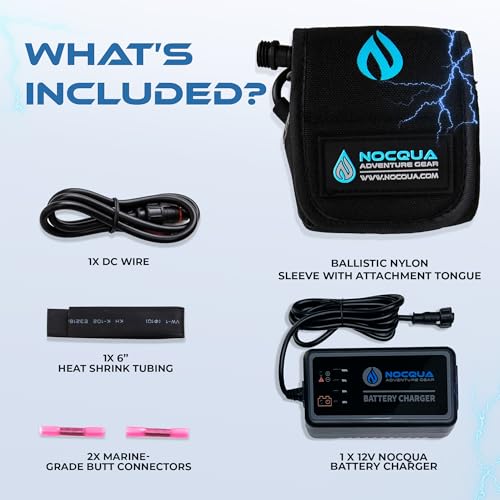 Image of Nocqua Pro Power 12 Volt Lithium Battery & Charger Kit for GPS, Fish Finders & Depth Finders, Compact & Portable Kayak Battery Power Solution for Marine Adventure, Kayaks & Boating