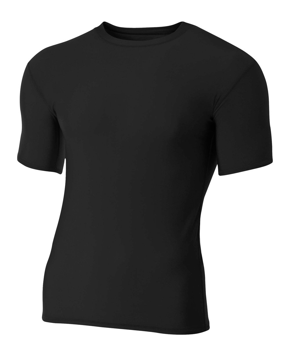 A4 Mens Short Sleeve Compression Crew, Medium, Black