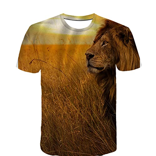 Camiseta Impresa León 3D Camiseta gráfica Impresa Verano Moda Casual Camiseta de Manga Corta Tops Tamaño Superior S-3XL Cover