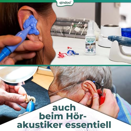 Qindoo Hörgerätereinigungsspray, reinigt Ohrenschmalz auch bei Kopfhörer, Headset oder In-Ear Ohrstöpsel, Hörgerätespray Reinigung 30ml (1 Flasche)