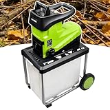 pedenencelia Rapid Shredder, Garden Shredder Electric with 60l Box and Overload Protection, for 45mm/1.77' Branches, New Hobbing Cutter Head, for Garden Debris and Branches