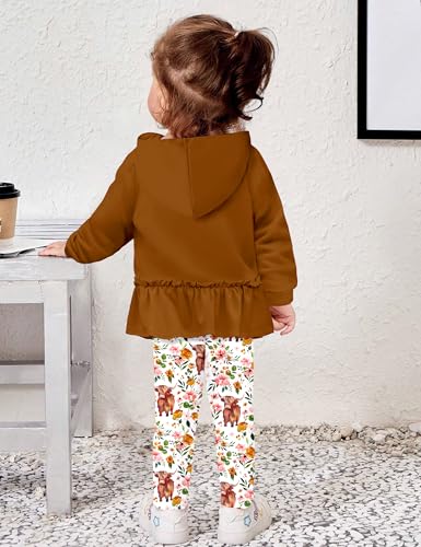 CRISONE Toddler Baby Girl Clothes Long Sleeves Ruffle Hoodie Shirt Floral Pants 2 Pcs Fall Winter Outfits Set4