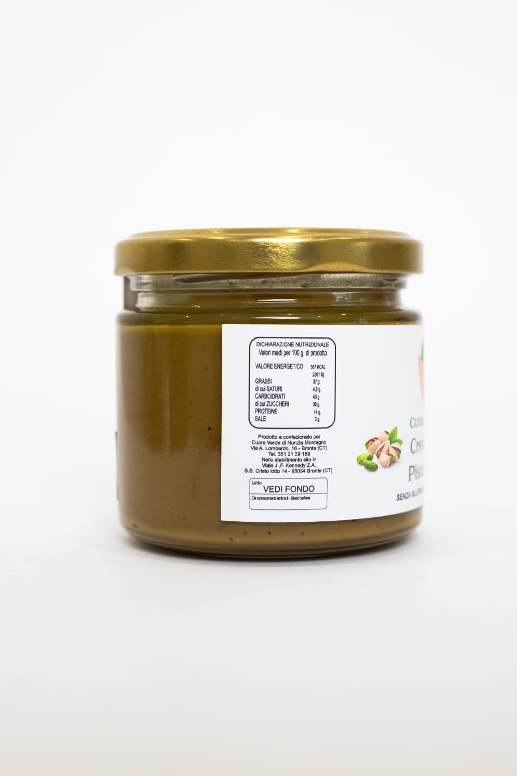 Cuore Verde- Crema Di Pistacchio Spalmabile GLUTEN FREE e VEGAN FRIENDLY Per Dolci Gelato Torta Pasticceria Crepes e tante altre Ricette Tipiche Di Bronte
