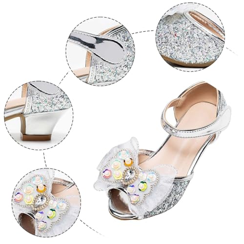 IWIHMIV Girls Dress Shoes Toddler Kids Low Heels Sandals Ankle Strap Wedding Party Flower Girl Princess Dress Up Shoes4