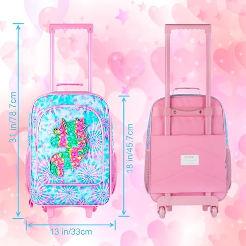 Image of CCJPX Kids Luggage for Girls, Cute Unicorn Suitcase Rolling with Wheels, Travel Carry on for Children Toddler Elementary - Pink