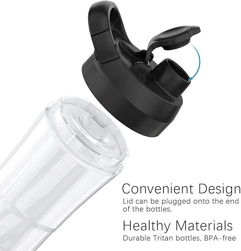 Batidora de Vaso Individual 350W, Licuadora Portátil con 2 Botellas de 600 ml, sin BPA, 4 Cuchillas de Acero Inoxidable, 25,000 r/min, Smoothie Maker Portatile para Smoothies, Frutas y Verduras