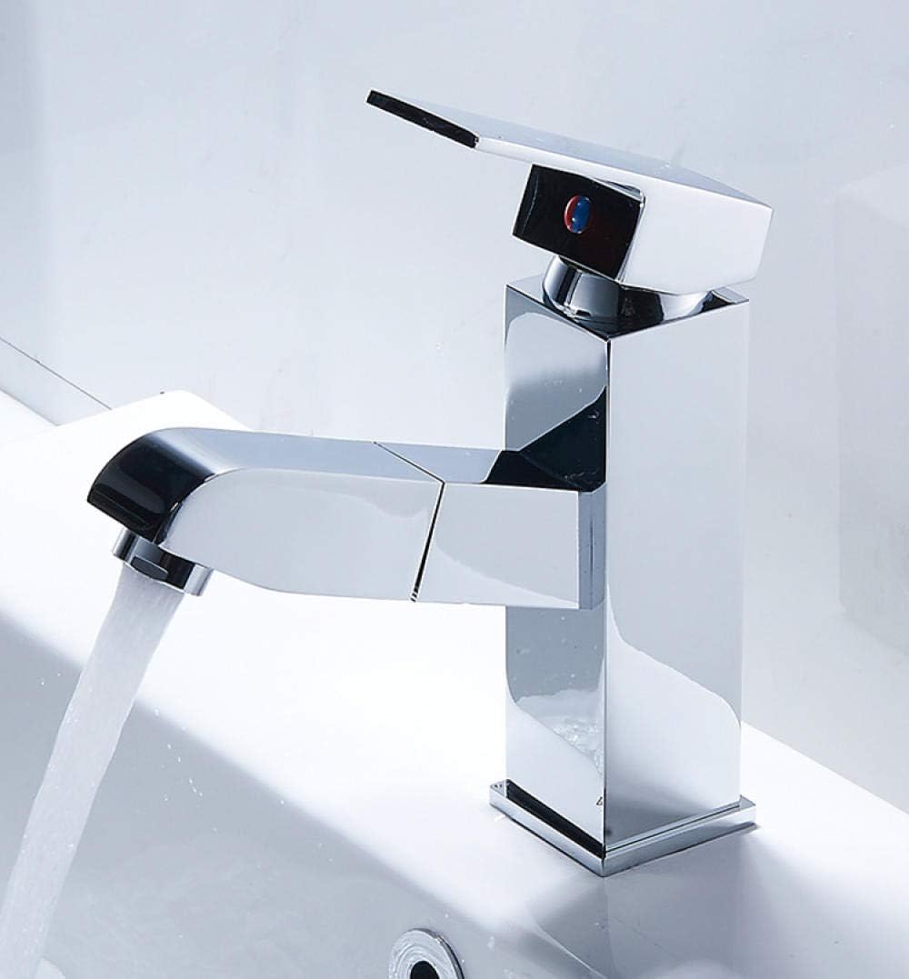 Robinet de lavabo extractible de salle de bains mitigeur eau chromé douchette