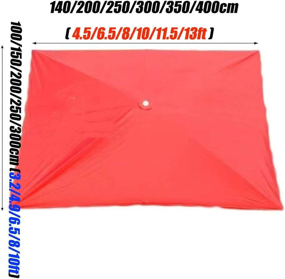 6.5x10ft Rectangle Patio Umbrella Replacement Canopy Fade Resistant Outdoor Shade Canopy Cover Market Parasol Top Umbrella Cloth Water Proof(Red,300x200cm(10x6.5ft))