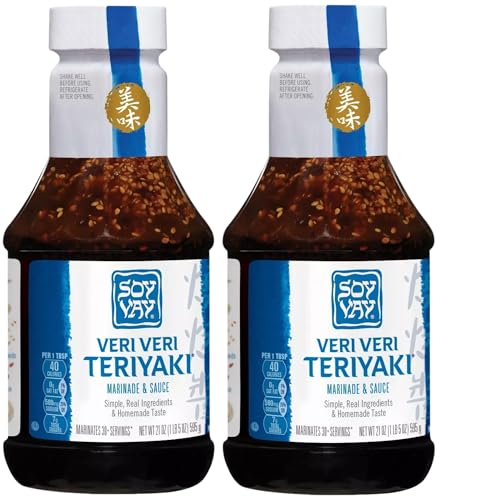 Soy Vay Marinade & Sauce- Simple, Veri Veri Teriyaki, 21oz (Pack of 2) Authentic Asian Flavor, Ideal for BBQ, & Everyday Cooking\" + CreateAndBundle Sticker
