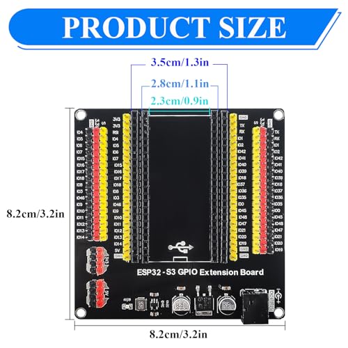 Image of 3PCS ESP32 S3 Power Expansion Board GPIO 1 into 2, 44 Pin Power Breakout Board Compatible with ESP32 S3 Development Board N8R8 N16R8 Module, with 9V 1A Power Adapter