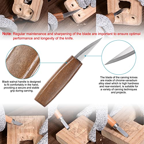 Cuchillo tallado madera de alta precisión con mango ergonómico y bolsa para carpintero 7