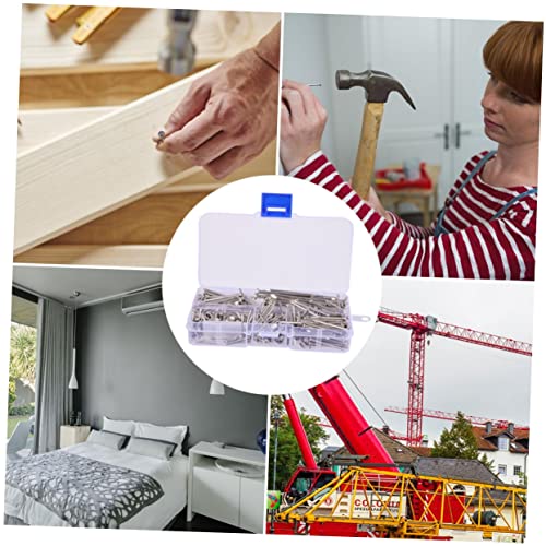 460 piezas de clavos pequeños de acero inoxidable para colgar en pared, cabeza plana, kit de herramientas DIY miniatura 7