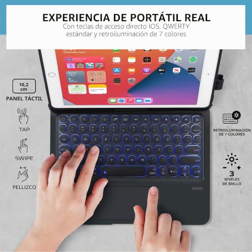 Funda teclado iPad 2018 6 generacion 9.7 pulgadas Air 1 carcasa luces LED negra 2