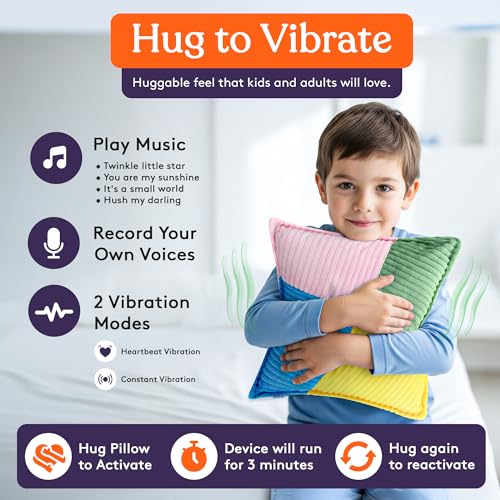 Image of Special Supplies Vibrating Pillow Sensory Pressure Activated for Kids and Adults, 12 inch Plush Minky Soft Cover, Textured Therapy Stimulation Bumps (Ribbed Multiple Colors)