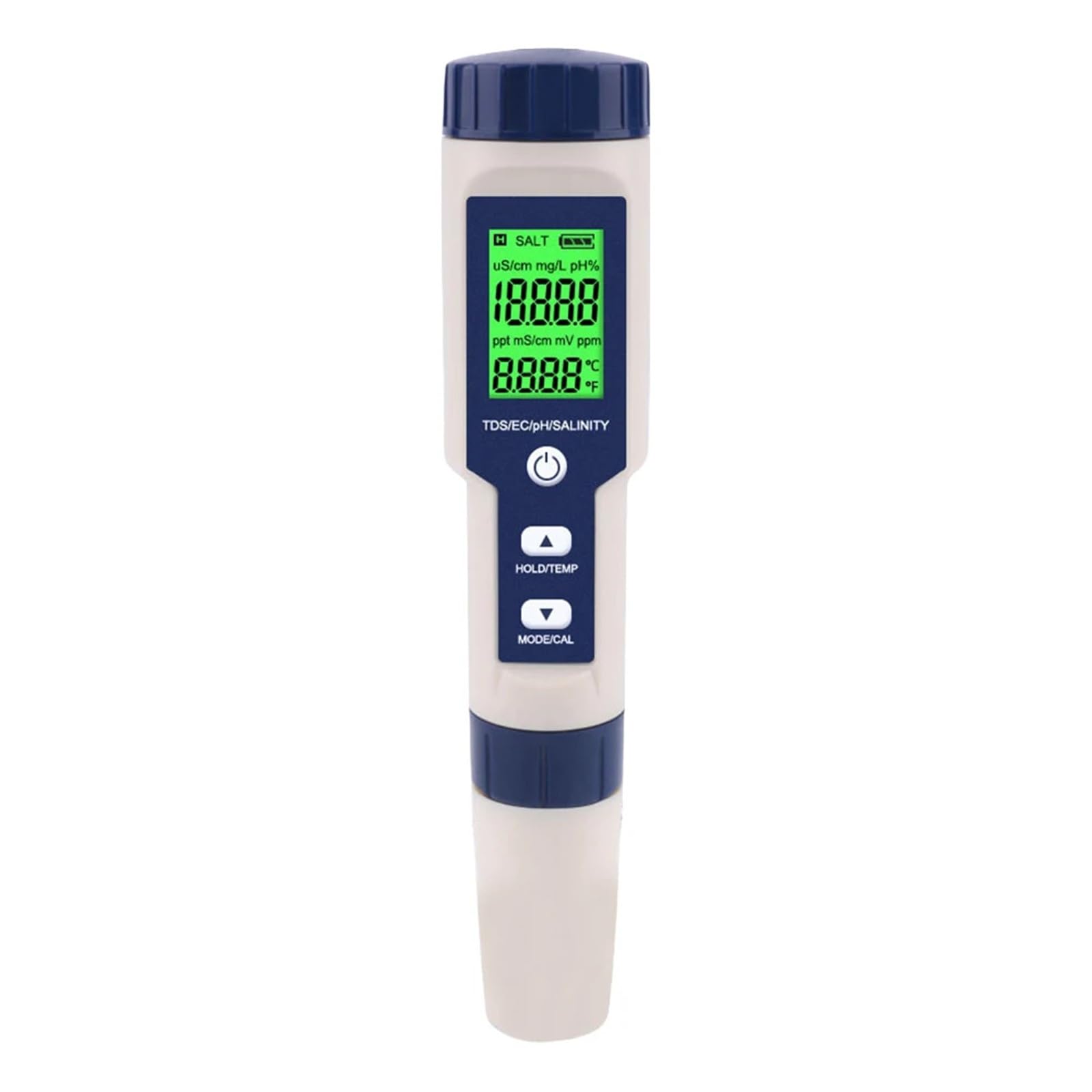 Digital pH Meter, 5 in 1 TDS EC PH Salinity Temperature Meter Digital Water Quality Monitor Tester PH/EC/TDS/Salinity/Temp Multifunction Tester