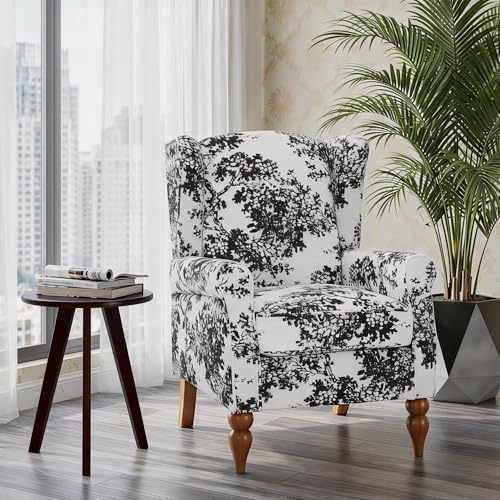 Sillón Reclinable Floral con Estructura de Madera