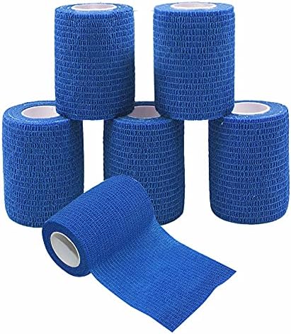 [6 Pack-3"x5Yards]MINGYUE Self Adhesive Bandage Wrap,Athletic Tape,Sports Tape,Wrist and Ankle Wrap Tape,Cohesive Bandage for Vet Tape(Blue)