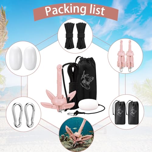Image of Lounsweer 2 Pack 1.5 /3.5 lb Marine Kayak Anchor Kit Folding Grapnel Anchor Kit Boat Kayak Fishing Accessories for Small Boats Kayaks Canoe Paddle Boards