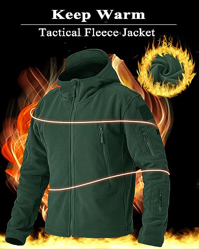 Image of Men's Winter Fleece Jackets Hooded Warm Military Tactical Coats Sport Outdoor Fleece Jacket Coats