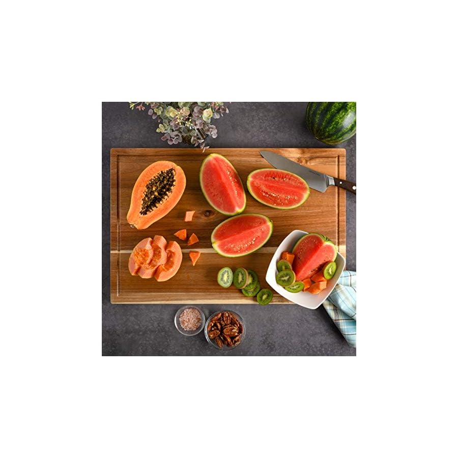Kenmore-Kenosha-Heavy-Duty-Acacia-Wood-Extra-Large-Cutting-Board-WJuice-Grove-24x16-inch Kenmore Kenosha Heavy Duty Acacia Wood Extra Large Cutting Board W/Juice Grove, 24x16-inch