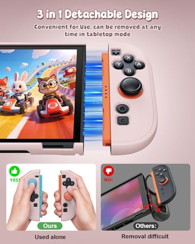 Image of Switch 2 Cover Case&Screen Protector, FYOUNG Dockable Shell for Nintendo 2 | Cute Case, 9H Tempered Glass, Thump Grip, Switch 2 PC Hard Protective Case, Split Design, Precise Cutouts, Slim Shockproof
