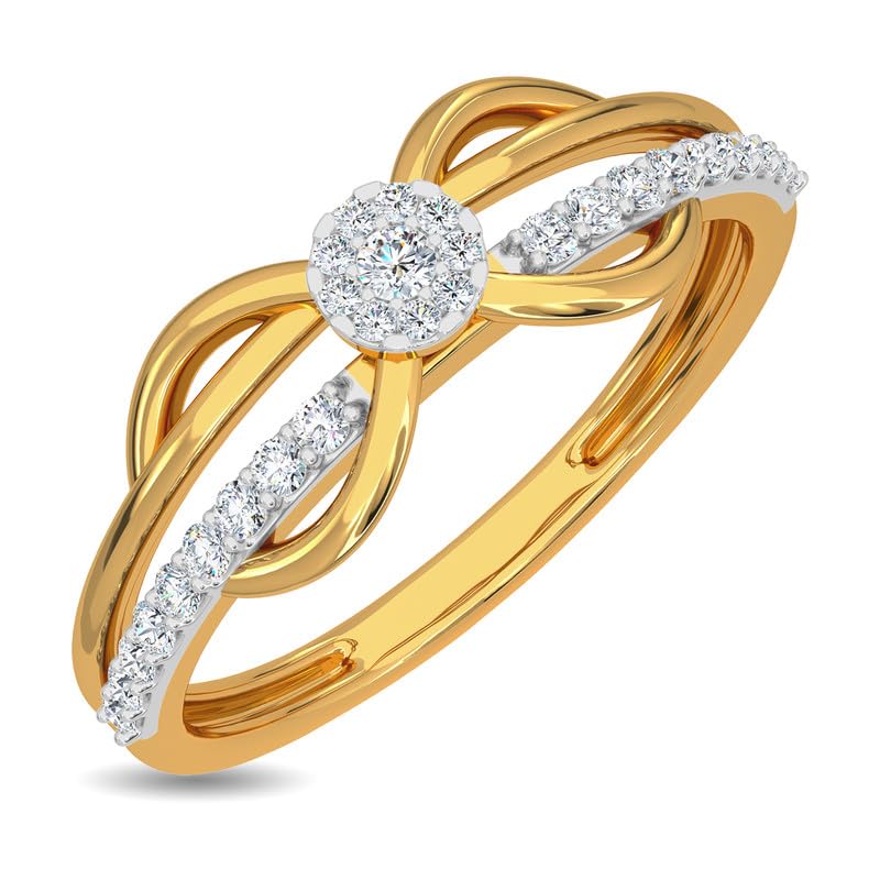 Image of KISNA 14k / 18k Real Gold & Diamond Ring | Diwali, Rakhi Rakshabandhan Gift for Sister /Bhabhi /Women | With Certificate of Authenticity & BIS-Hallmarked Gold Jewellery | Crismi Diamond Ring