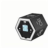 Pomodoro Productivity Timer Cube LED Display, Magnetic Time Custom Management Tool, Desk Productivity Flip Timer for Home, Students, Office, Gym (Black)
